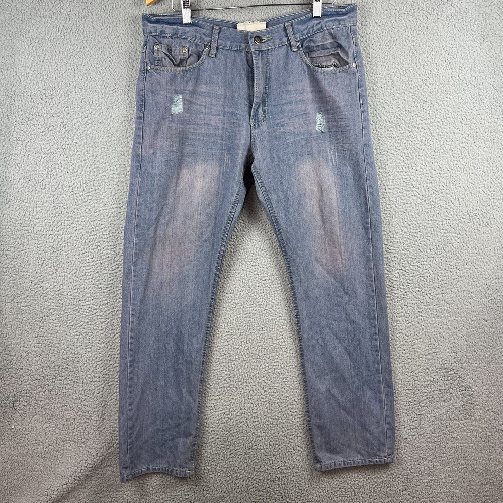 Brooklyn Express Jeans Mens‎ 36x32 Distressed w/ Embroidered Back Pockets